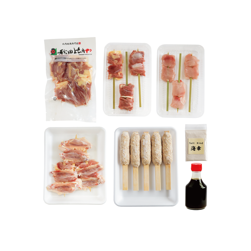 比内地鶏串焼き&ステーキセット